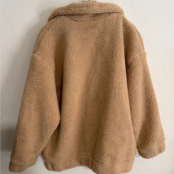 Princess Polly Oversized Tan Sherpa Teddy Jacket - Picture 2 of 3